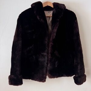 RARE Vintage Mouton Jacket Brown Collared Cuffs